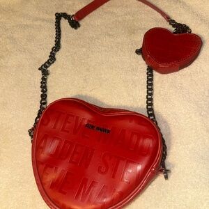 Steve Madden Red Embossed Heart Crossbody Bag
